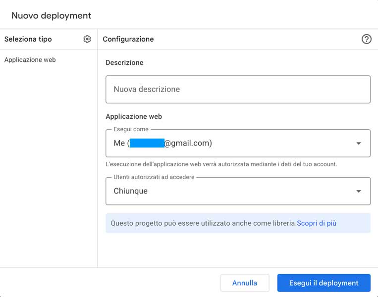 Configurazione Deployment